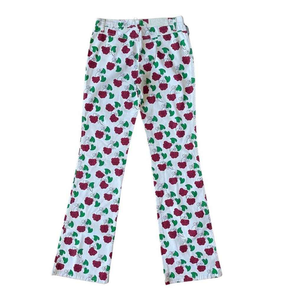 Moschino White Raspberry Print  Pants
